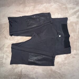lululemon athletica Charcoal Leggings with Mesh Panels